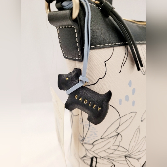 Radley London Black and Cream Floral Shoulder Bag - Picture 2 of 9